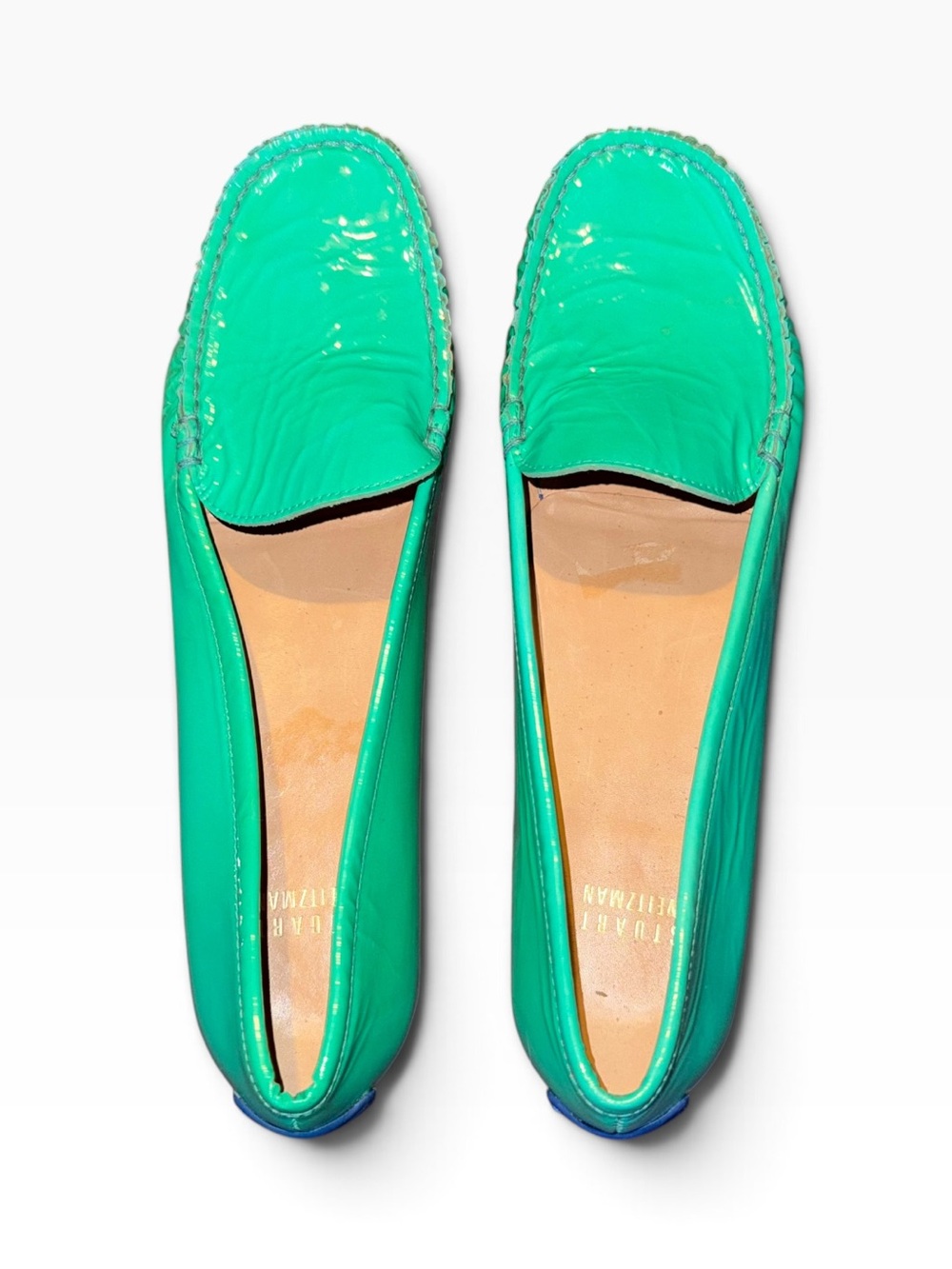 Stuart Weitzman Green Patent Leather Driving Loafers Flats Size 7.5 M